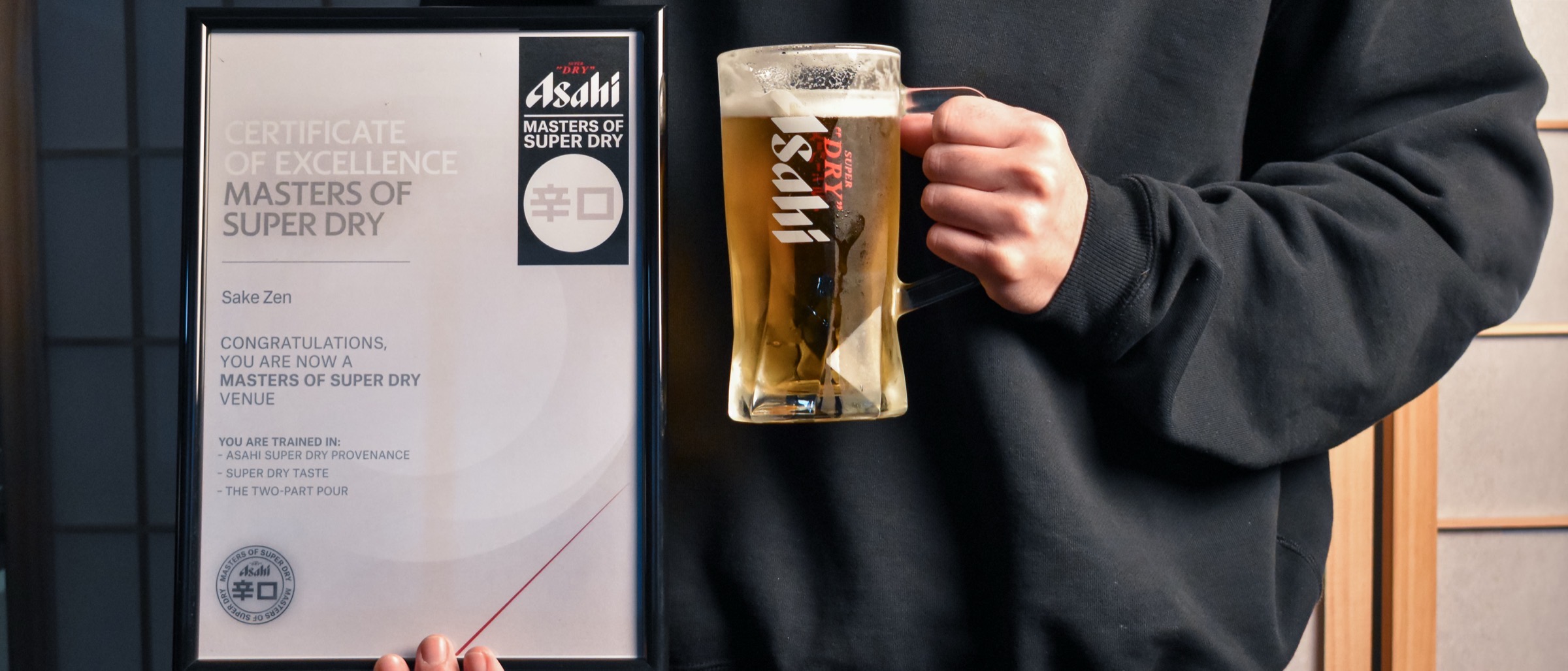 Sake Zen's Asahi Master Pourer recognition for Draft Asahi